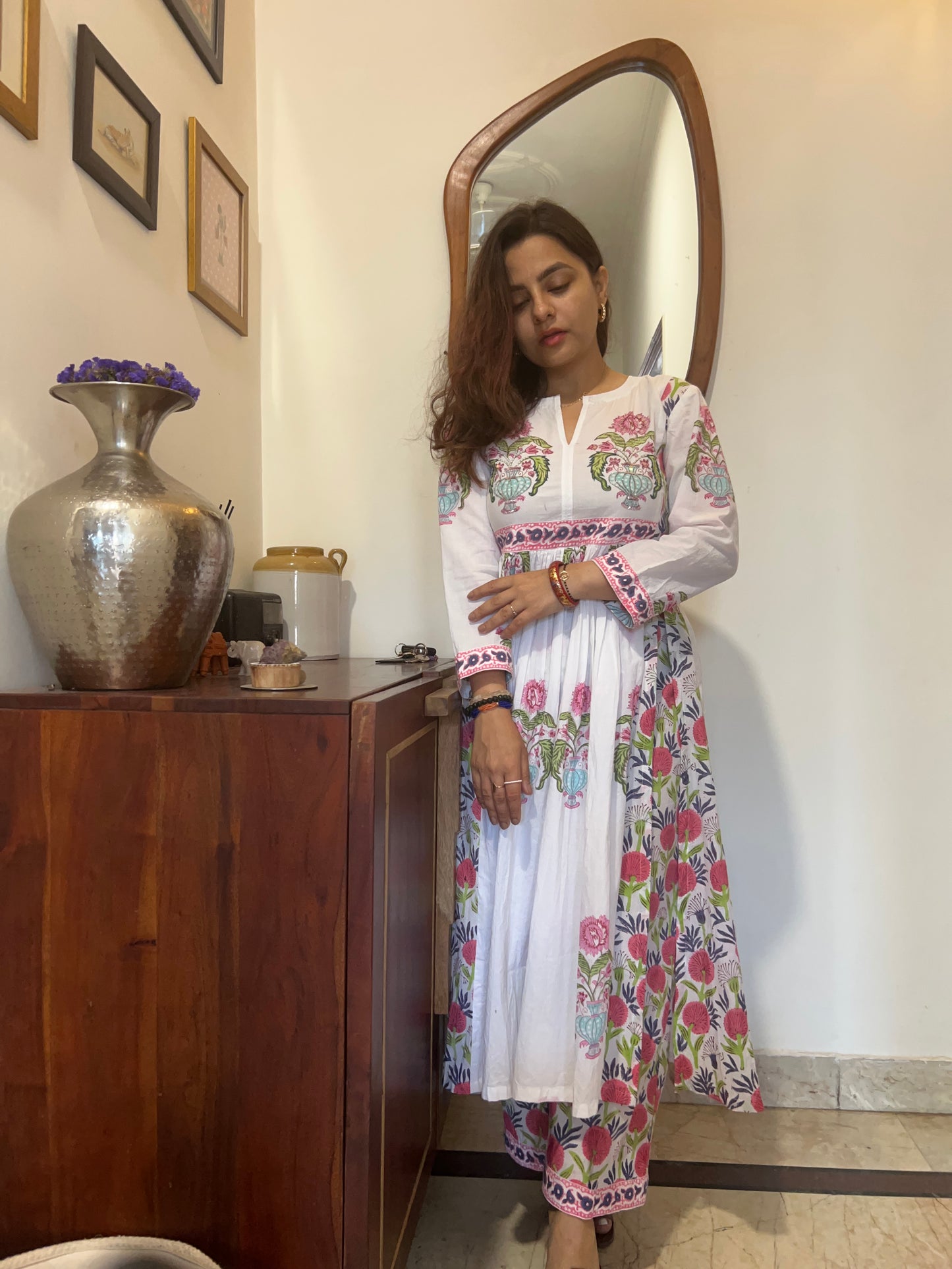 White Daisy – Block Print Cotton Co-ord Set