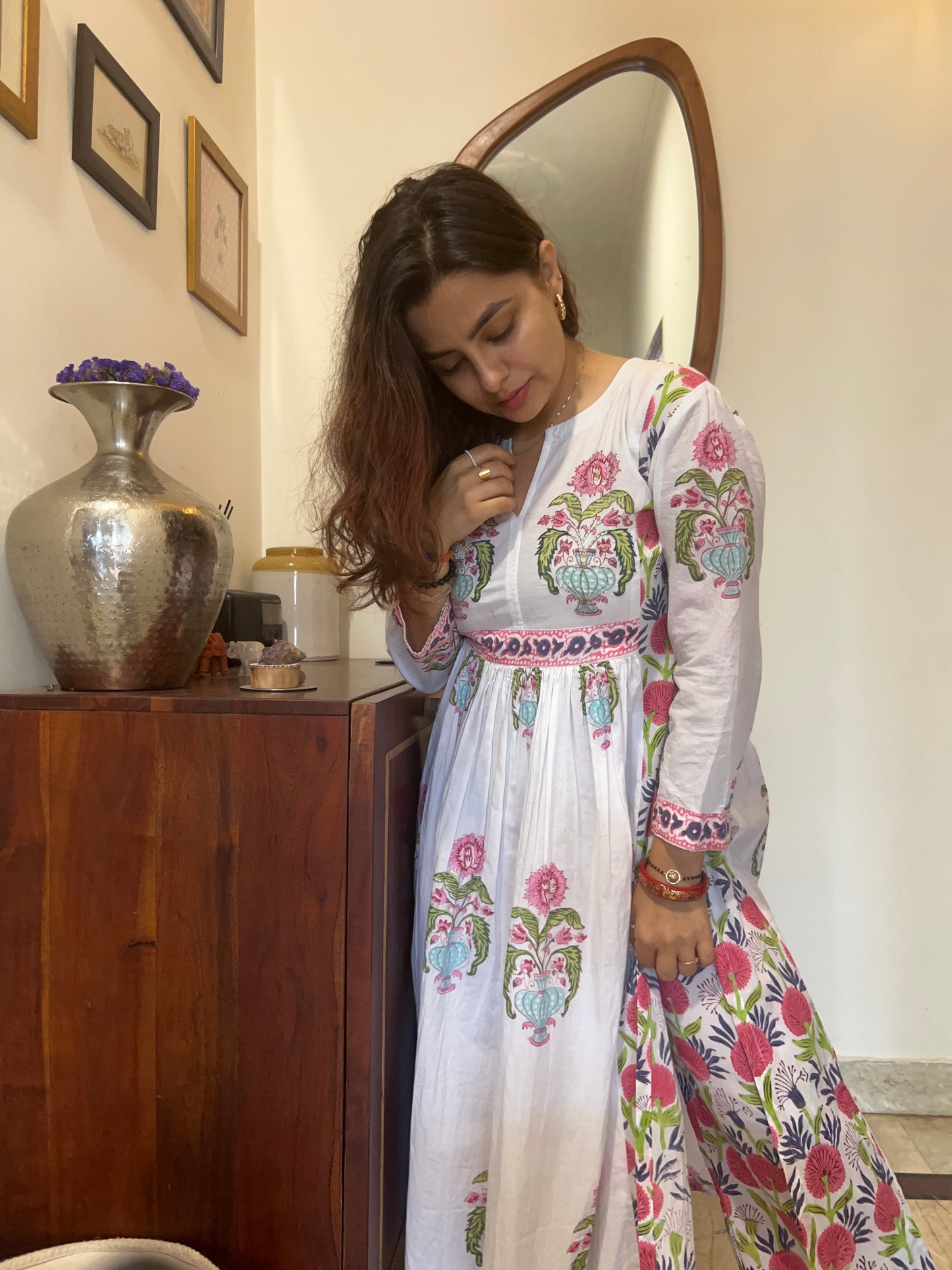 White Daisy – Block Print Cotton Co-ord Set