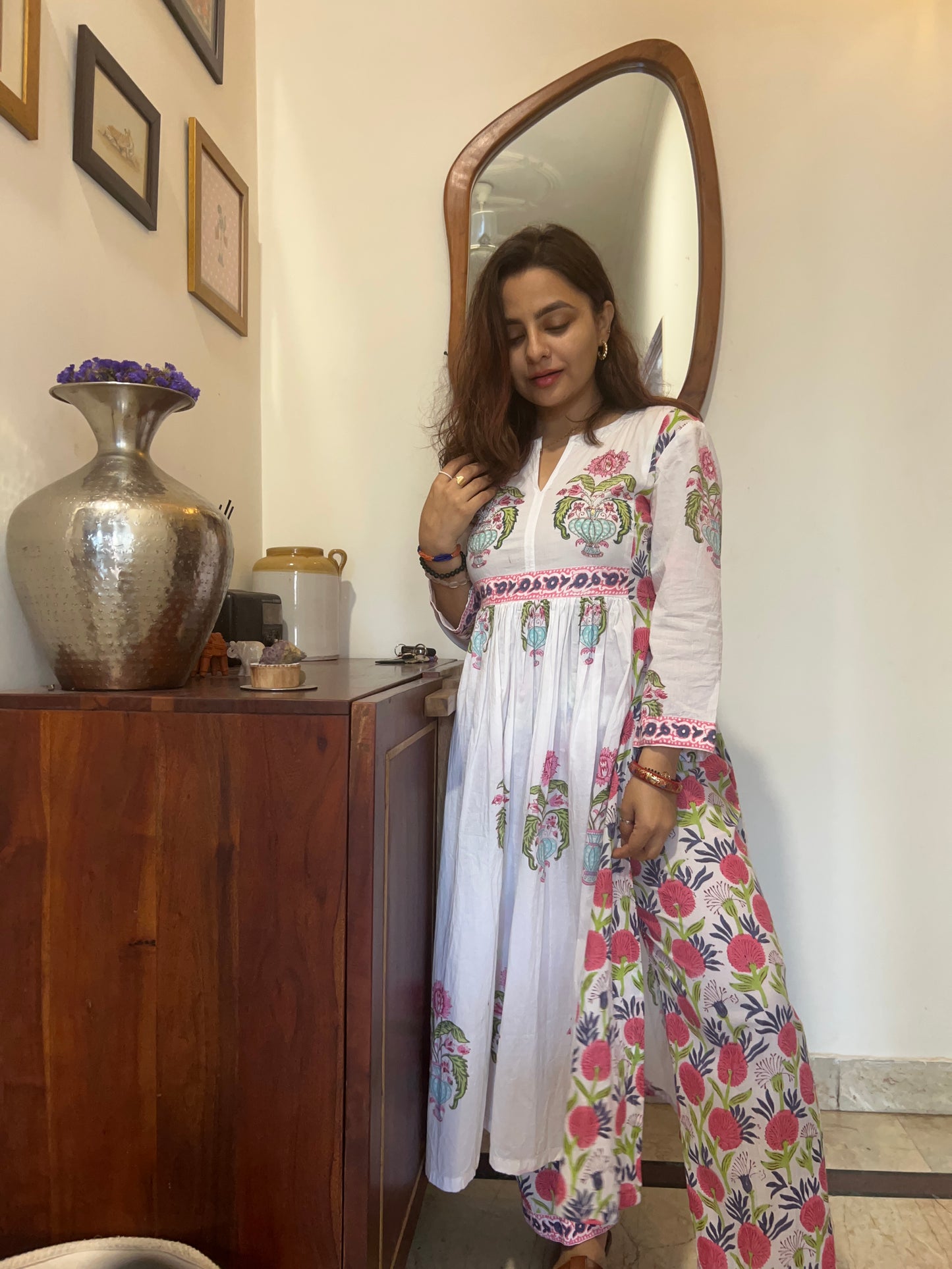 White Daisy – Block Print Cotton Co-ord Set