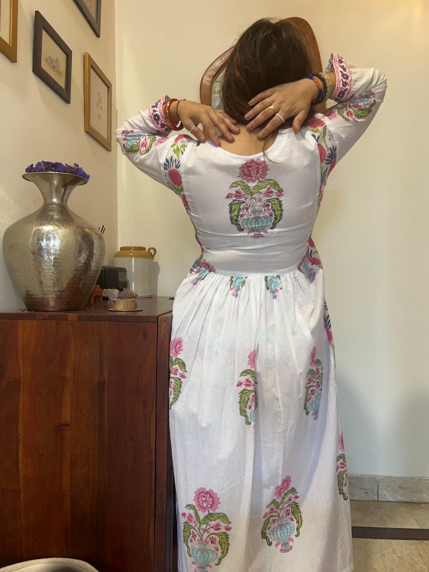 White Daisy – Block Print Cotton Co-ord Set