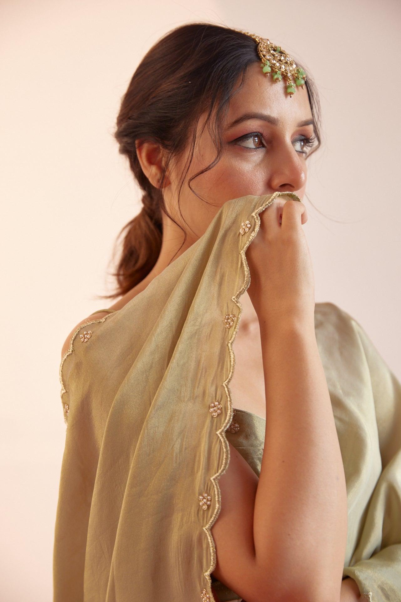 Pista Pineapple Saree