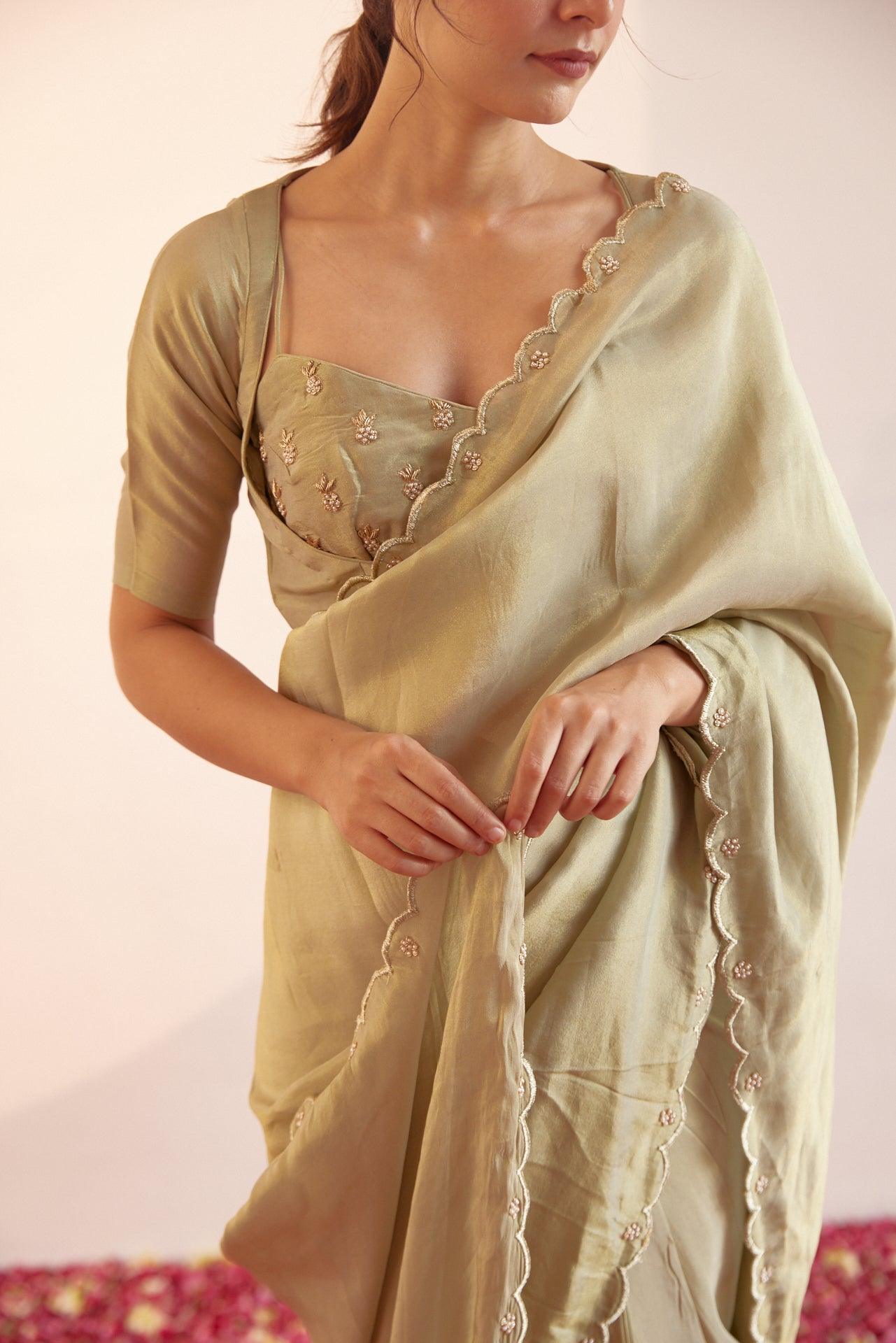 Pista Pineapple Saree