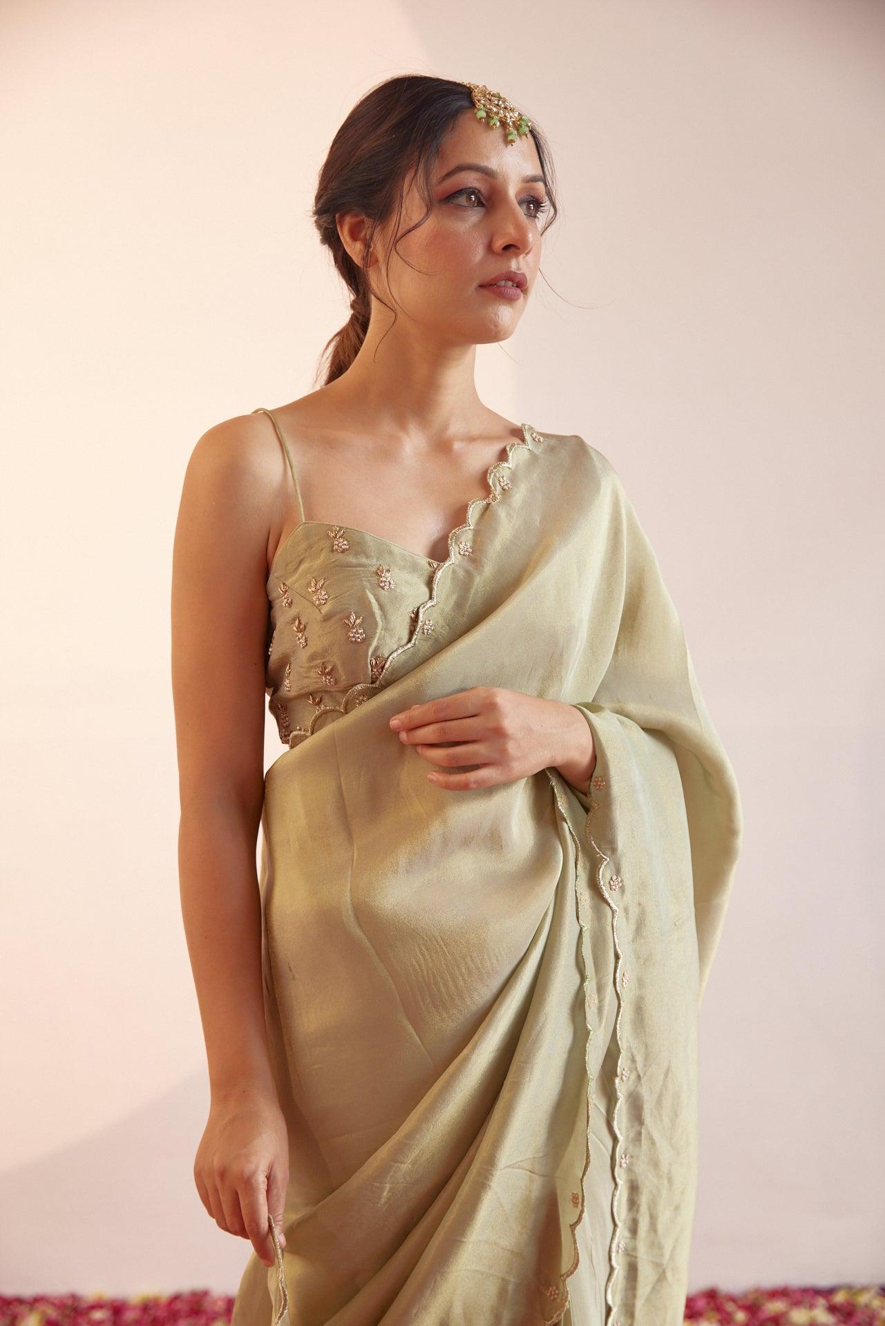 Pista Pineapple Saree