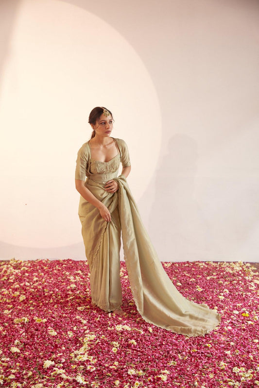 Pista Pineapple Saree