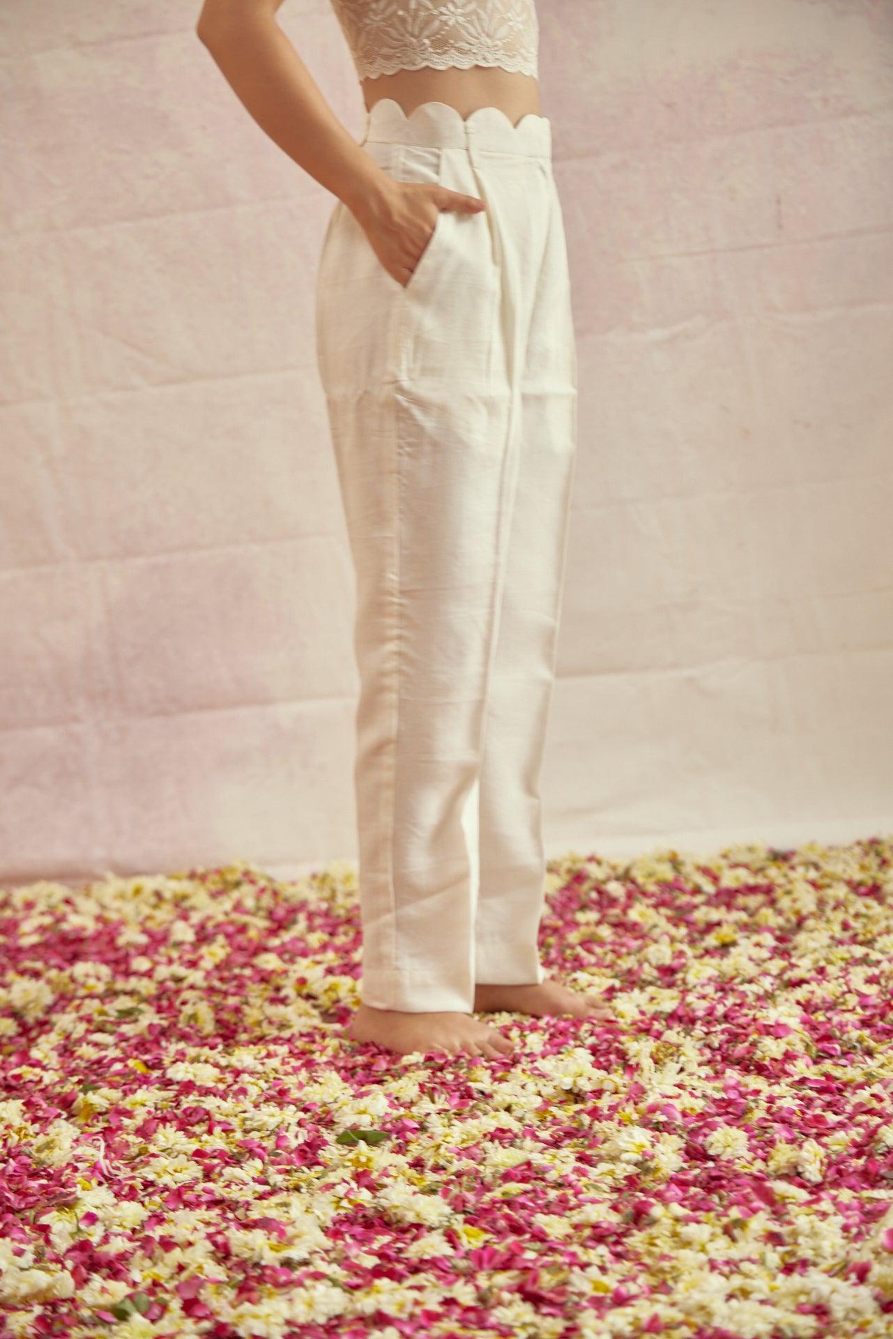Ivory scallopy Pants