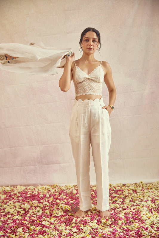 Ivory scallopy Pants