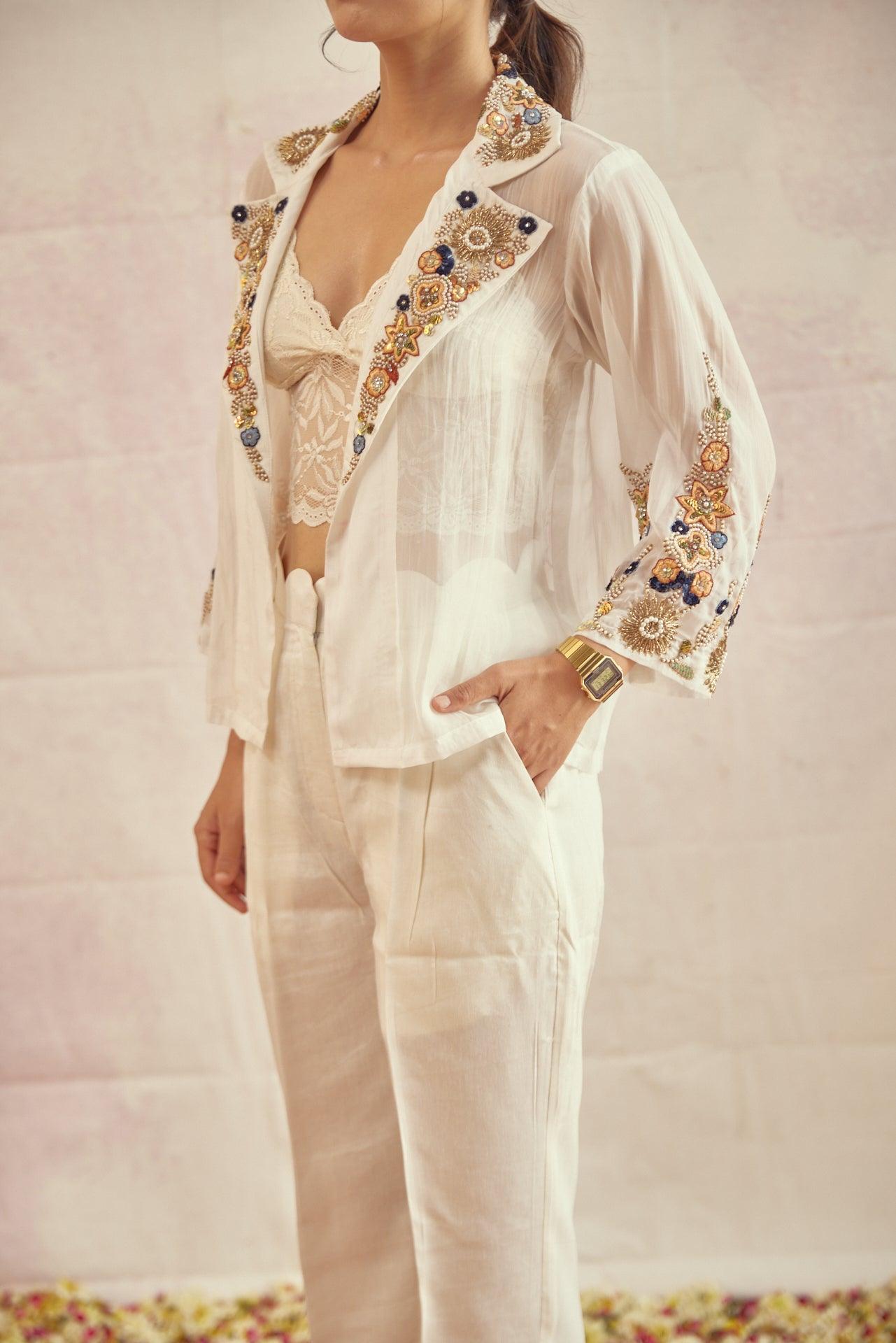 Ivory scallopy Pants