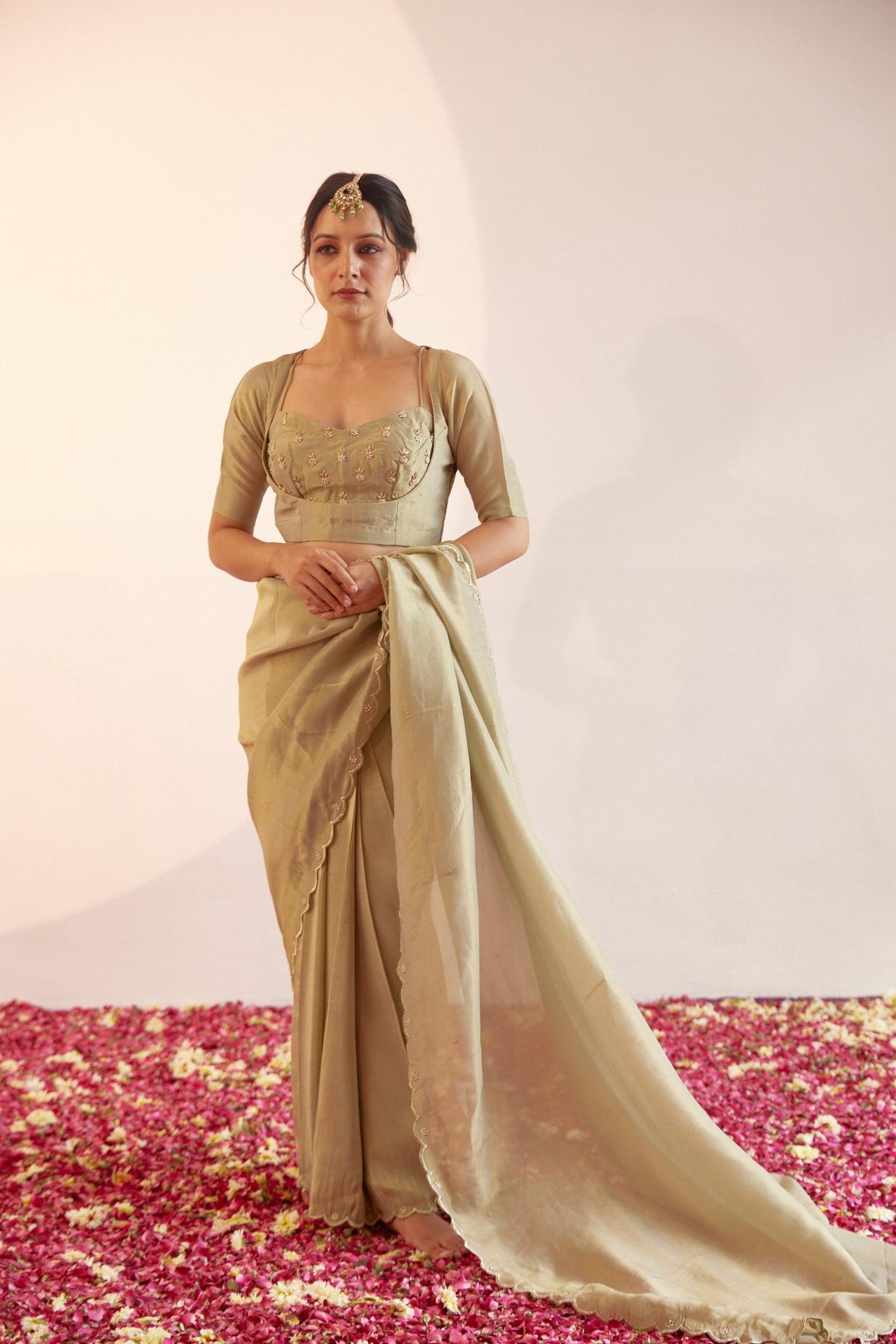 Pista Pineapple Saree