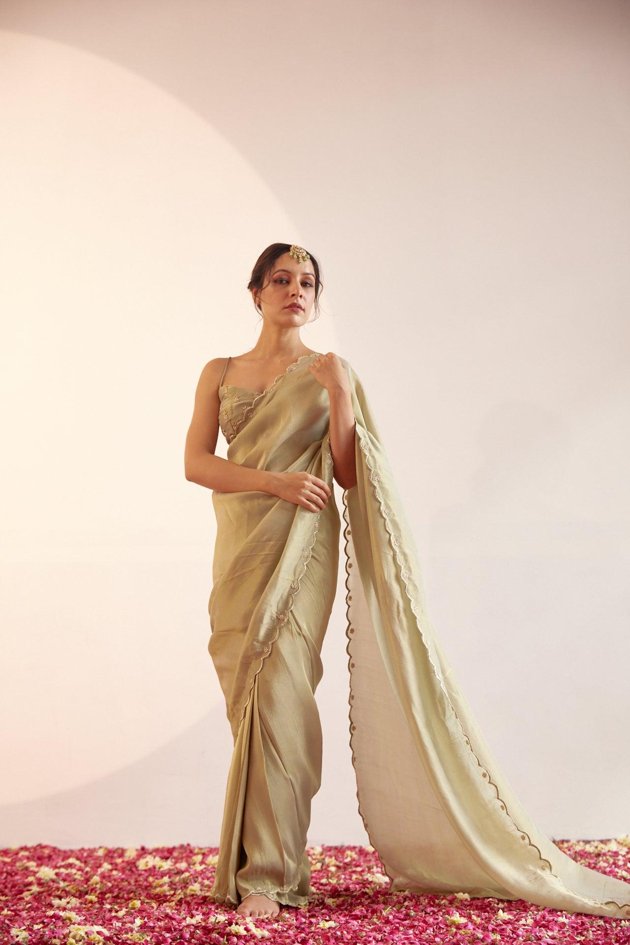Pista Pineapple Saree