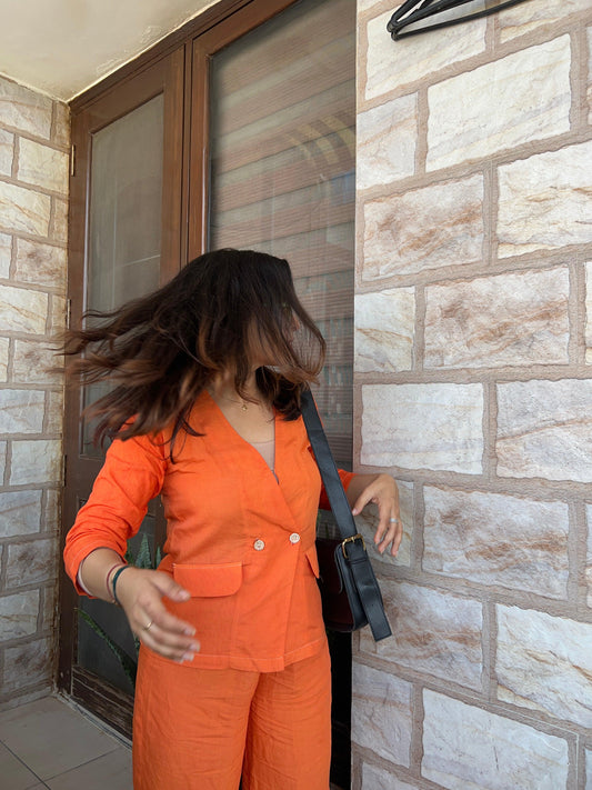 Z Tangerine Linen Set