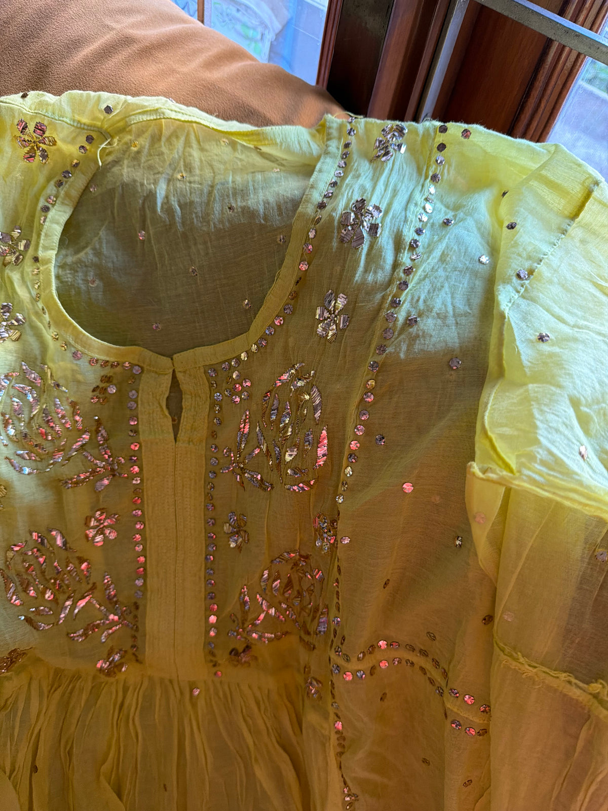 Lime Pitta Chinkari Kurta Set