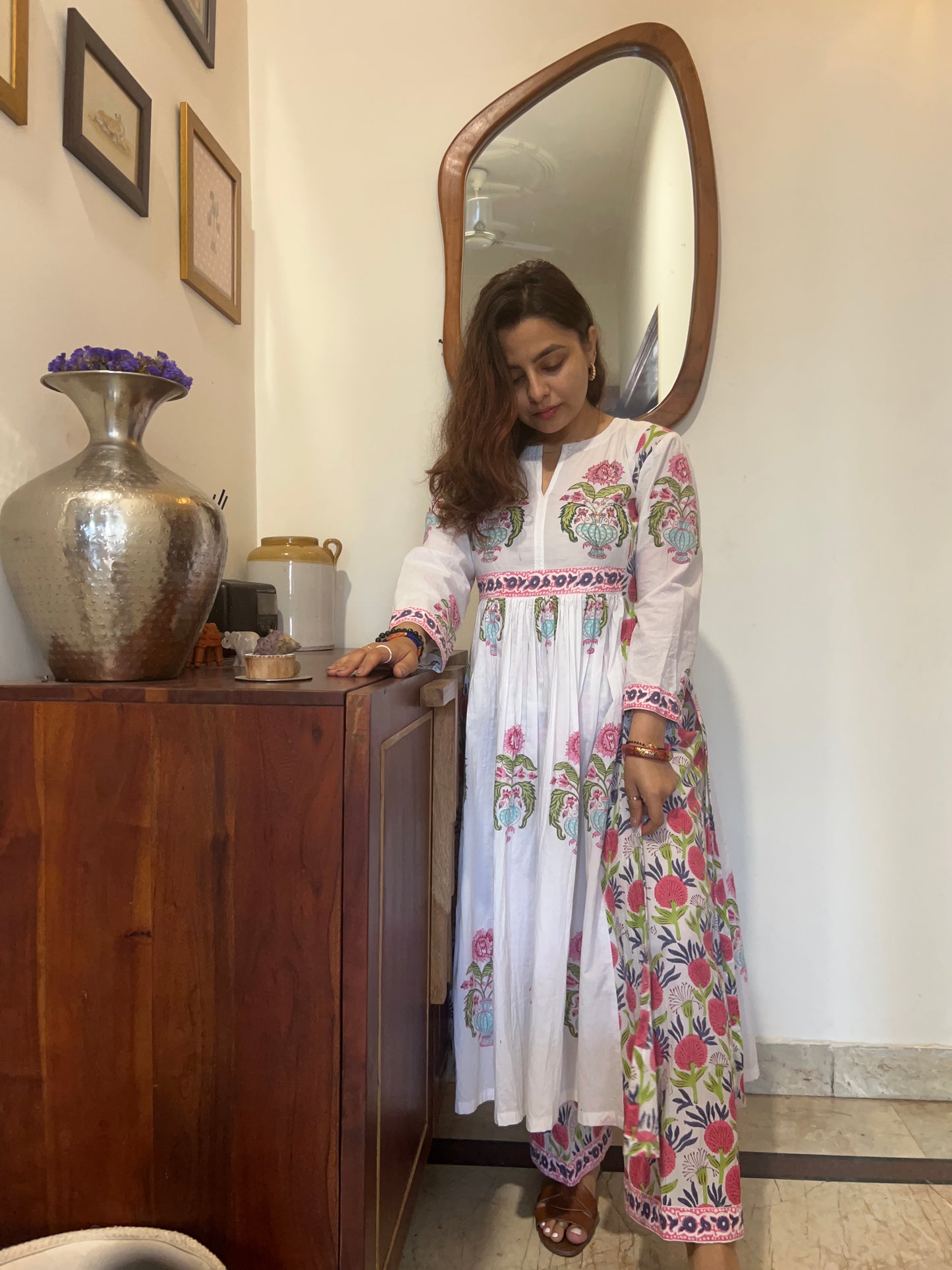 White Daisy – Block Print Cotton Co-ord Set