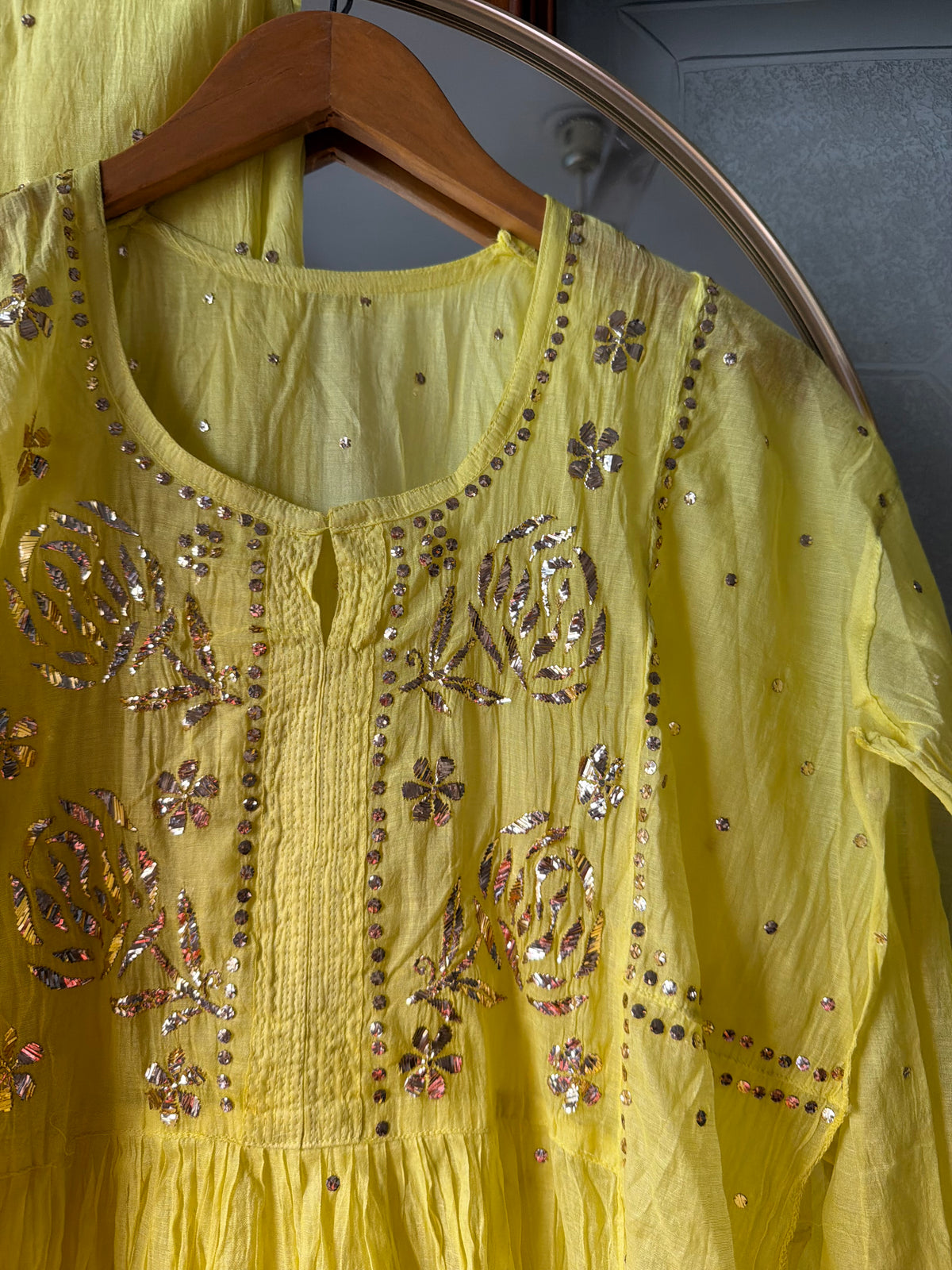 Lime Pitta Chinkari Kurta Set