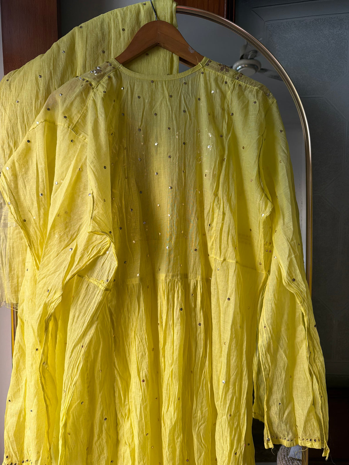 Lime Pitta Chinkari Kurta Set