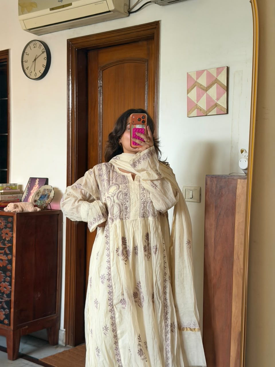 Doda Lavender Mul Chanderi Suit