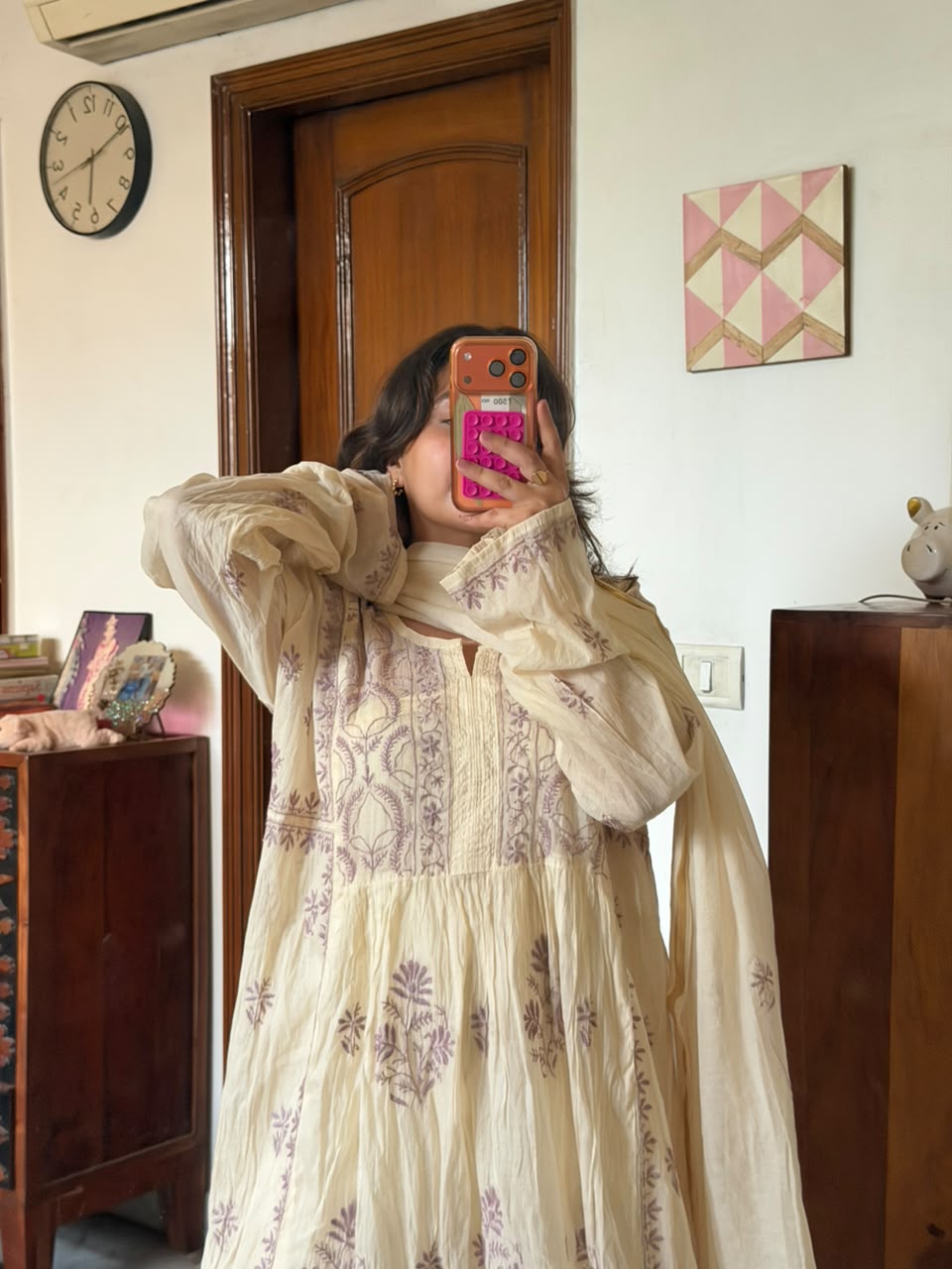 Doda Lavender Mul Chanderi Suit