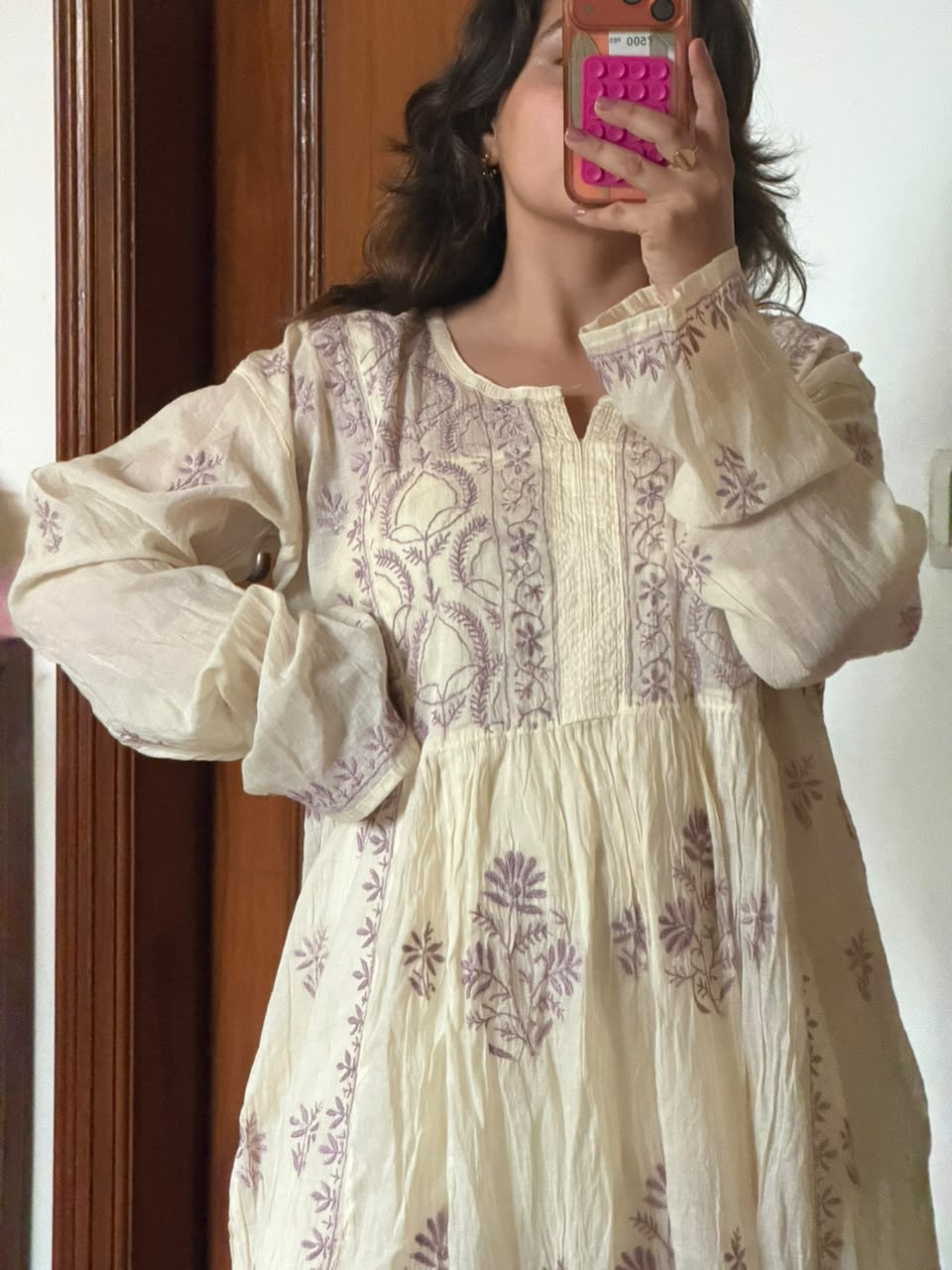 Doda Lavender Mul Chanderi Suit